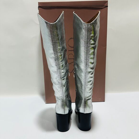 Franco Sarto Ticada Women's US 6.5M Knee High Boots Silver Leather NIB $260 - Picture 5 of 11